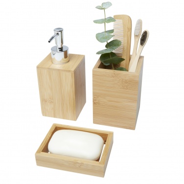 Logotrade Firmengeschenke das Foto: Hedon 3-teiliges Bambus Badezimmer-Set