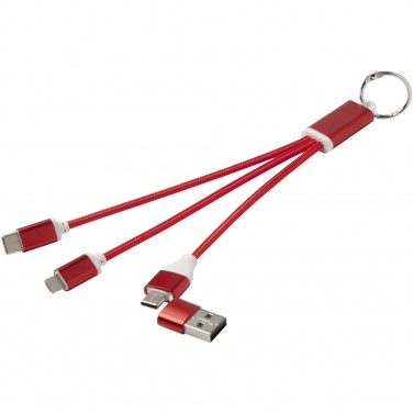 Logotrade Geschäftsgeschenke das Foto: Metal 4-in-1 Ladekabel aus recyceltem Aluminium mit Schlüsselanhänger