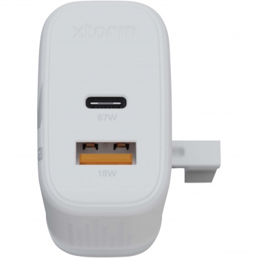 Logotrade Werbeartikel das Foto: Xtorm XEC067G GaN² Ultra 67 W Wandladegerät mit UK-Stecker