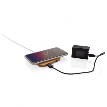 Logotrade Firmengeschenke das Foto: 10W Wireless-Charger mit USB aus Bambus