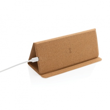 Logotrade werbemittel das Foto: Wireless 10W Kork-Mauspad mit Ladefunktion und Ständer