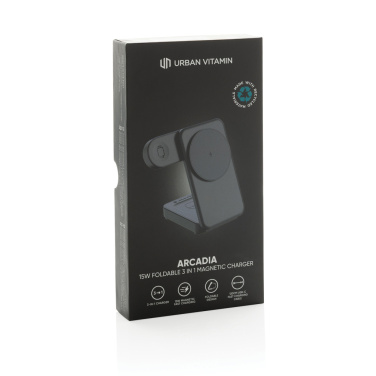 Logotrade Firmengeschenke das Foto: Urban Vitamin Arcadia 15W 3in1 Magnet-Charger aus RCS rABS