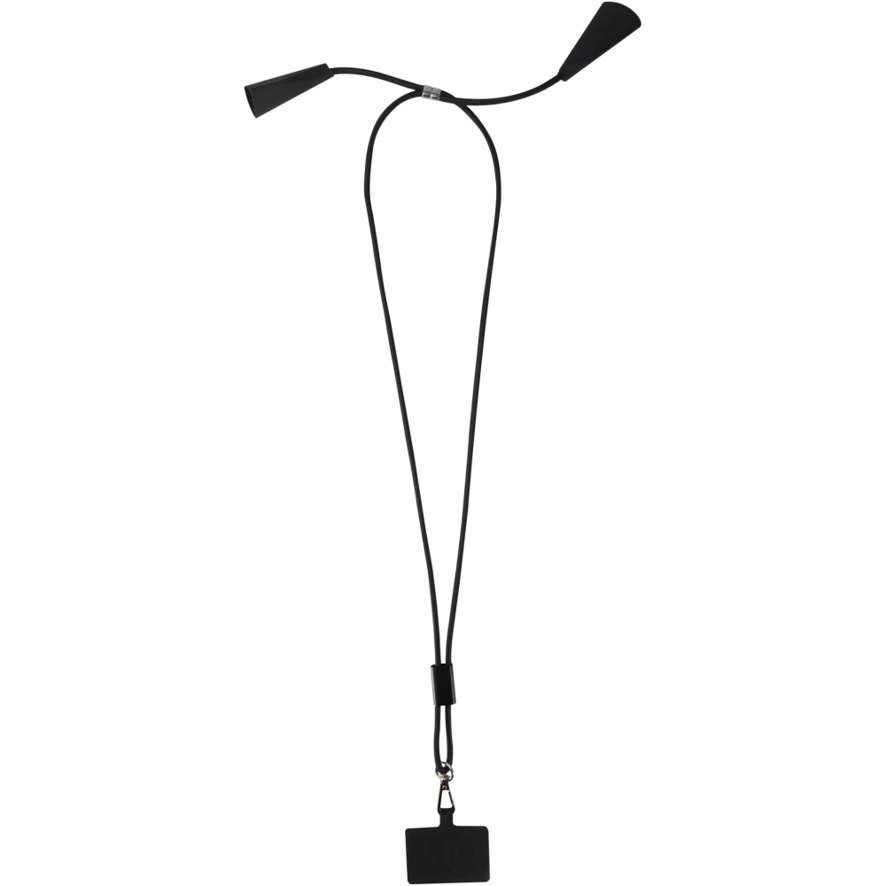 Logotrade Werbeartikel das Foto: Funi 5 in 1 Lanyard Kabel aus recyceltem Kunststoff für Smartphones mit integrierter Datensynchronisierung und 100 W Schnellladefunktion