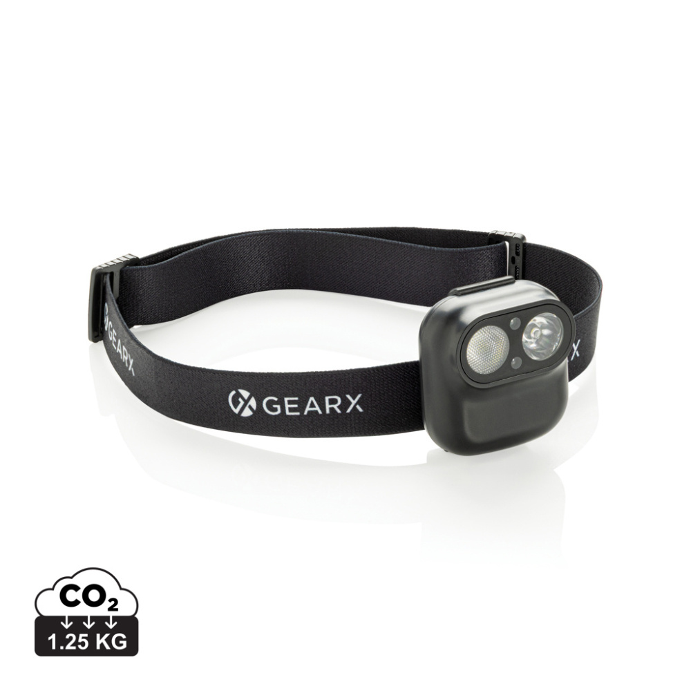 Logotrade Logogeschenke das Foto: Gear X Stirnlampe mit Bewegungssensor aus RCS rec. ABS