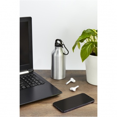 Logo trade promotional item photo of: Oregon 400 ml aluminium water bottle with carabiner