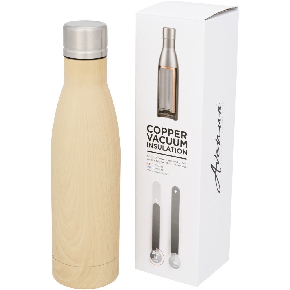 Logotrade promotional item picture of: Vasa 500 ml wood-look copper vacuum insulated bottle