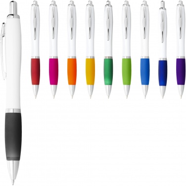 Logo trade advertising products picture of: Nash ballpoint pen with white barrel and coloured grip