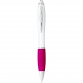 Nash ballpoint pen with white barrel and coloured grip, White / Pink