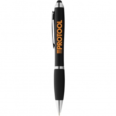 Logo trade corporate gift photo of: Nash coloured stylus ballpoint pen with black grip