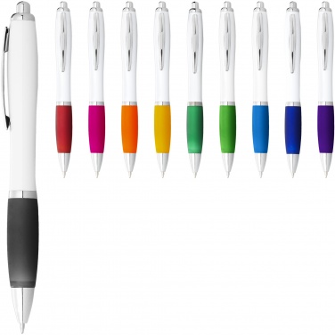 Logo trade corporate gifts image of: Nash ballpoint pen white barrel and coloured grip