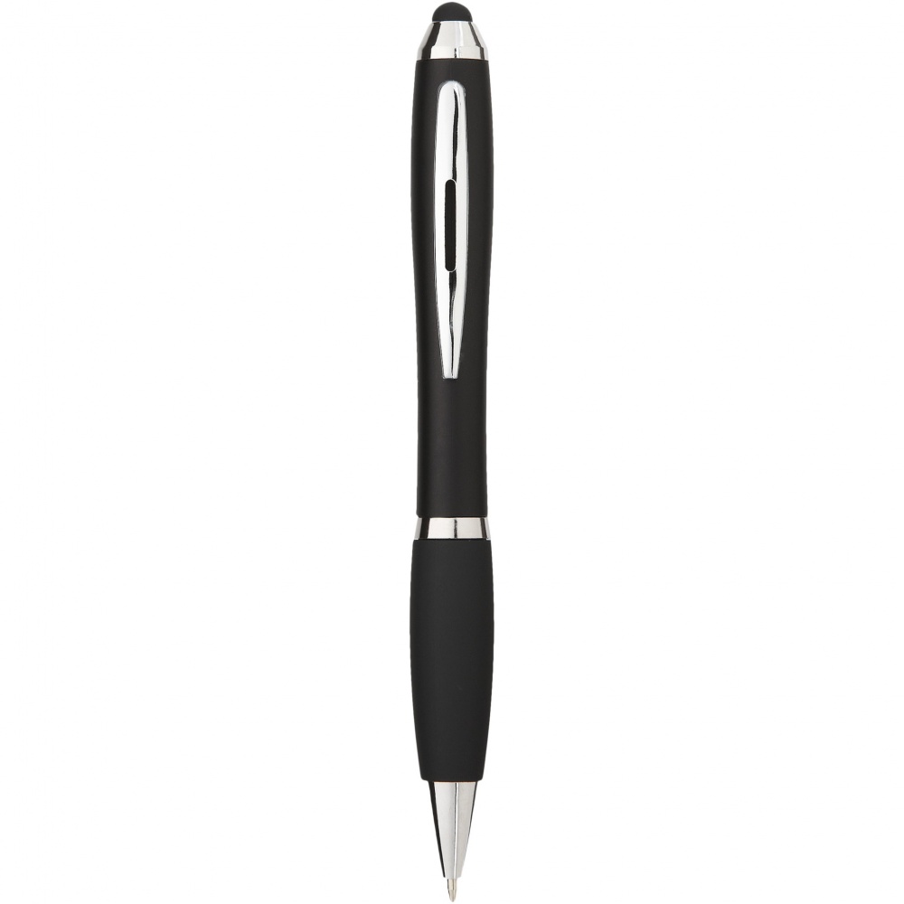 Logo trade promotional giveaways picture of: Nash coloured stylus ballpoint pen with black grip