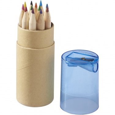 Logo trade promotional merchandise picture of: Hef 12-piece coloured pencil set with sharpener