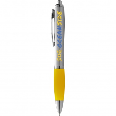 Logo trade promotional merchandise picture of: Nash ballpoint pen silver barrel and coloured grip