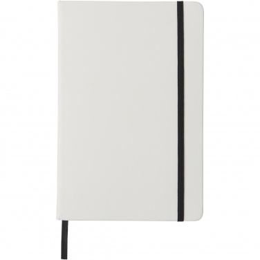 Logo trade promotional merchandise photo of: Spectrum A5 white notebook with coloured strap