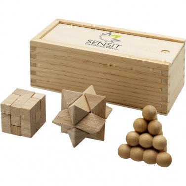 Logo trade advertising products picture of: Brainiac 3-piece wooden brain teaser set