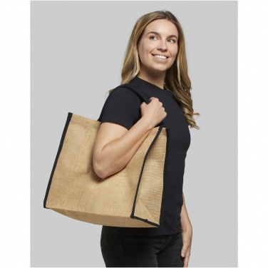 Logo trade promotional gifts picture of: Harry coloured edge jute tote bag 25L