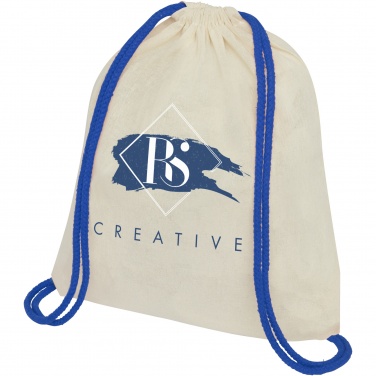 Logotrade corporate gift image of: Oregon 100 g/m² cotton drawstring bag with coloured cords 5L