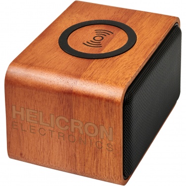 Logotrade promotional giveaway picture of: Wooden 3W speaker with wireless charging pad