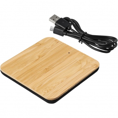Logotrade promotional merchandise image of: Leaf 5W bamboo and fabric wireless charging pad