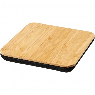 Logo trade promotional giveaway photo of: Leaf 5W bamboo and fabric wireless charging pad