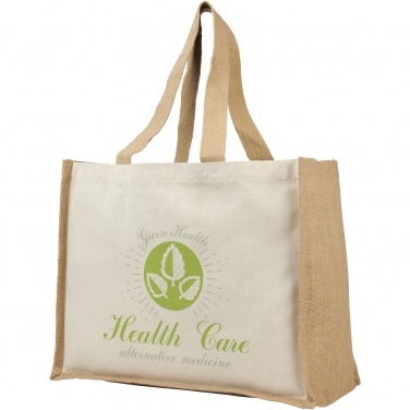 Logo trade promotional giveaways image of: Varai 320 g/m² canvas and jute shopping tote bag 23L