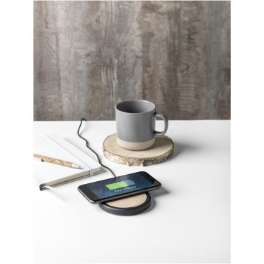 Logo trade promotional giveaways picture of: Kivi 10W limestone/cork wireless charging pad