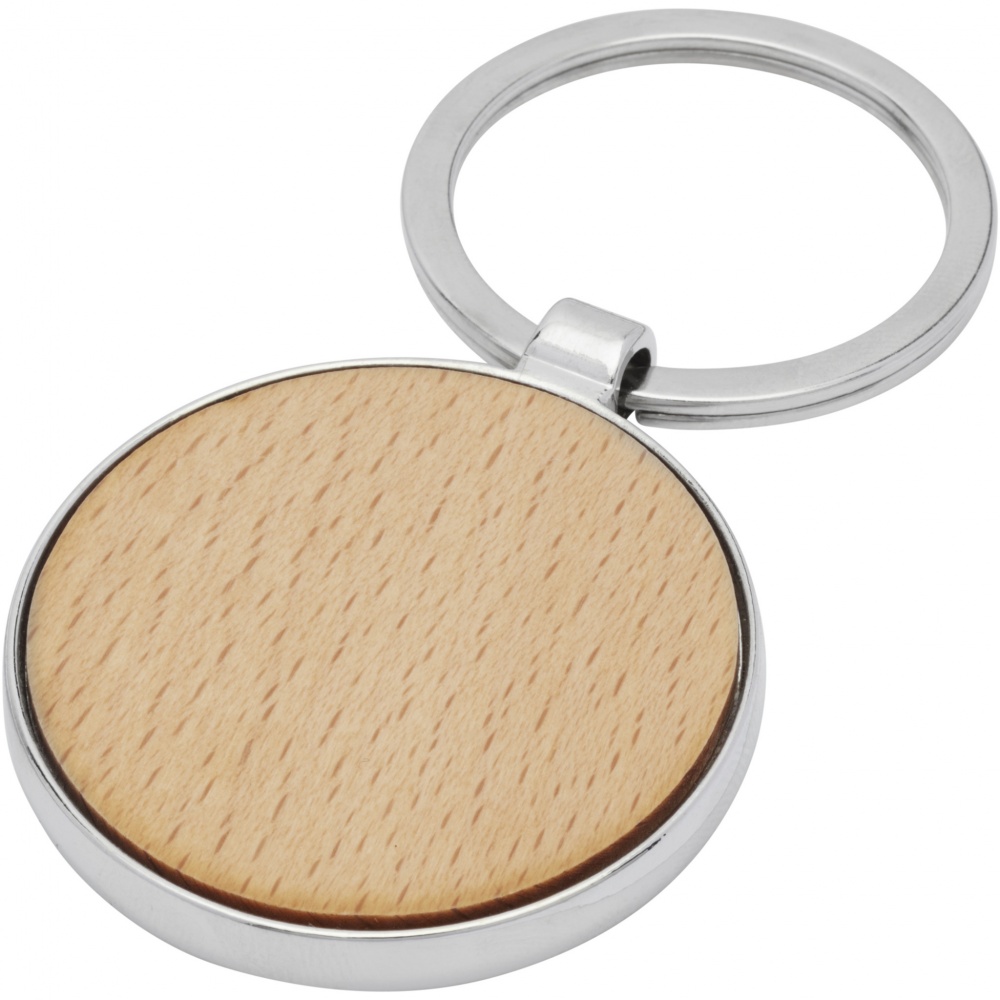 Logo trade promotional merchandise picture of: Moreno beech wood round keychain