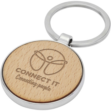 Logo trade corporate gifts image of: Moreno beech wood round keychain
