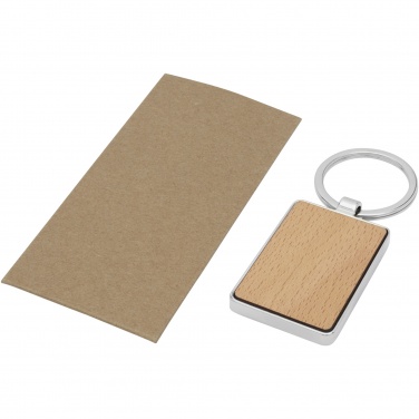Logo trade promotional giveaways image of: Mauro beech wood rectangular keychain