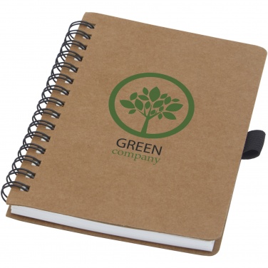 Logo trade corporate gifts image of: Cobble A6 wire-o recycled cardboard notebook with stone paper