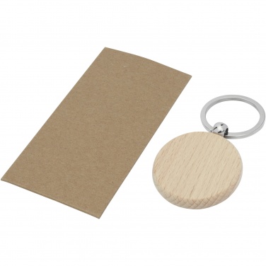 Logo trade promotional products image of: Giovanni beech wood round keychain