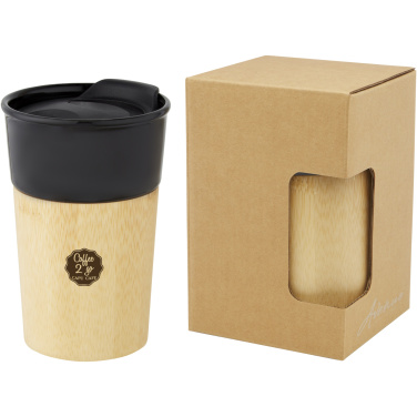 Logo trade promotional giveaway photo of: Pereira 320 ml porcelain mug with bamboo outer wall
