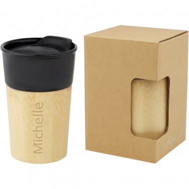 Logo trade promotional product photo of: Pereira 320 ml porcelain mug with bamboo outer wall