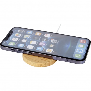 Logo trade corporate gifts image of: Atra 10W bamboo magnetic wireless charging pad