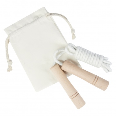 Logo trade advertising product photo of: Denise wooden skipping rope in cotton pouch