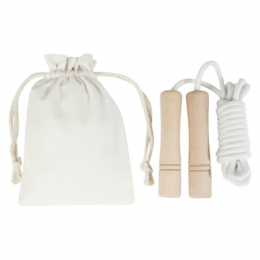 Logo trade promotional merchandise photo of: Denise wooden skipping rope in cotton pouch