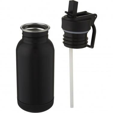 Logo trade business gifts image of: Lina 400 ml stainless steel sport bottle with straw and loop