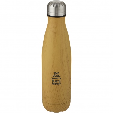 Logo trade promotional giveaway photo of: Cove 500 ml vacuum insulated stainless steel bottle with wood print