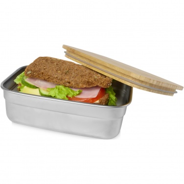 Logo trade promotional items image of: Tite stainless steel lunch box with bamboo lid