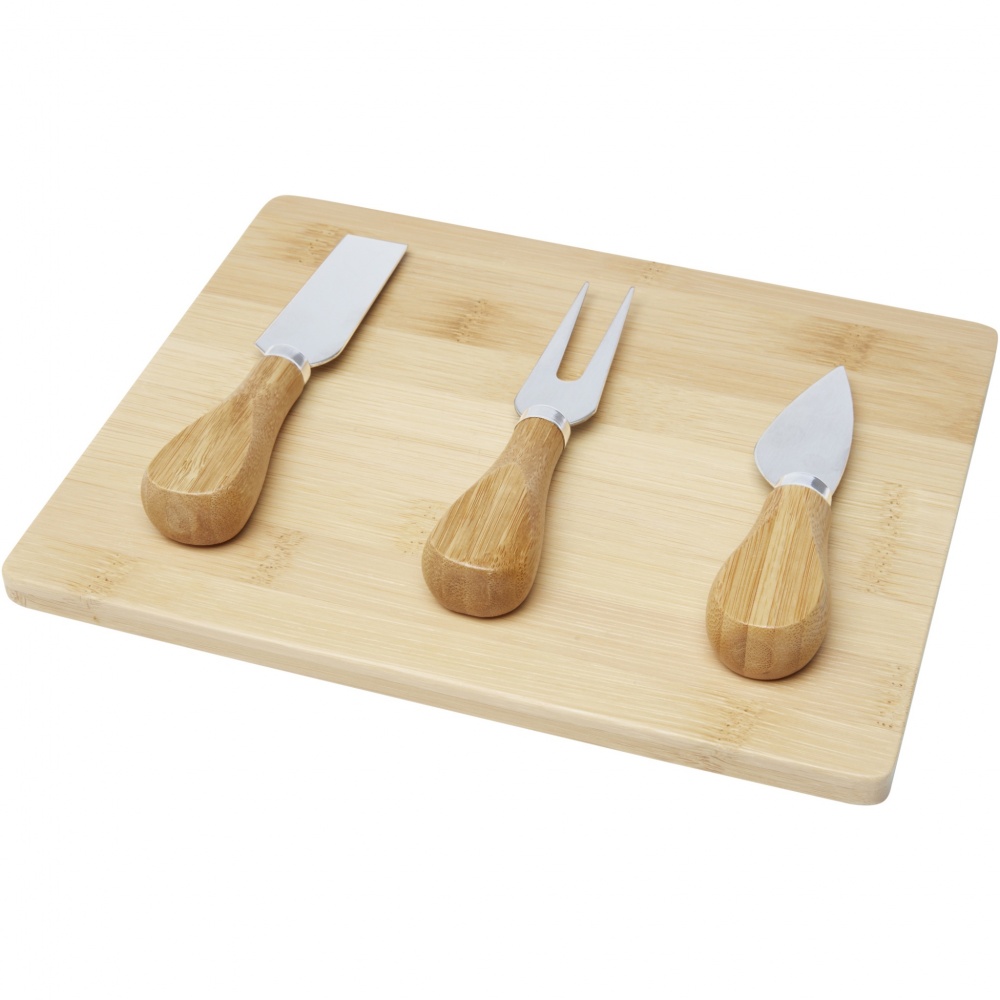 Logo trade business gifts image of: Ement bamboo cheese board and tools