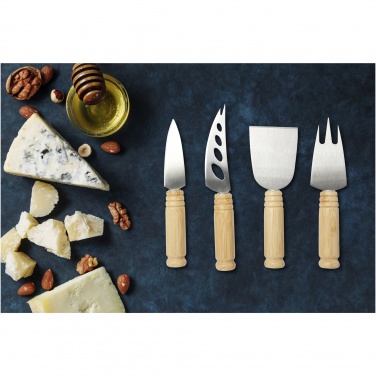Logotrade promotional gift picture of: Cheds 4-piece bamboo cheese set