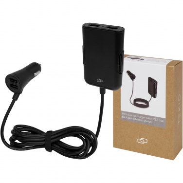 Logo trade promotional items image of: Pilot dual car charger with QC 3.0 dual back seat extended charger