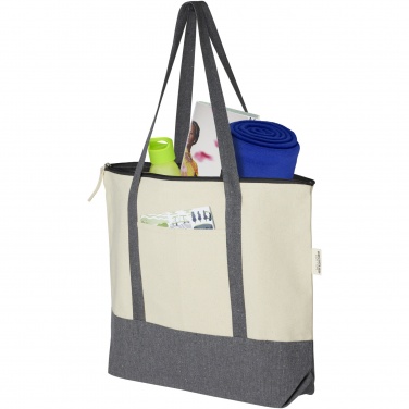 Logotrade promotional product image of: Repose 320 g/m² recycled cotton zippered tote bag 10L