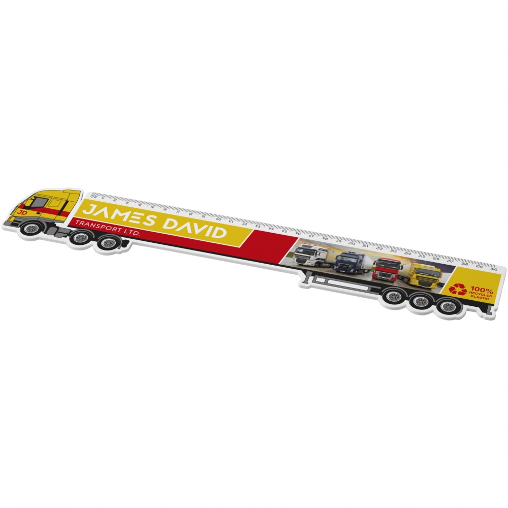 Logo trade promotional item photo of: Tait 30cm lorry-shaped recycled plastic ruler