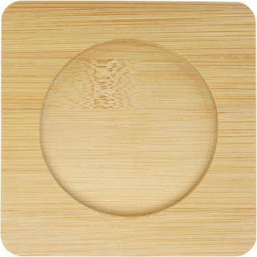 Logo trade promotional items image of: Manti 2-piece 250 ml double-wall glass cup with bamboo coaster 