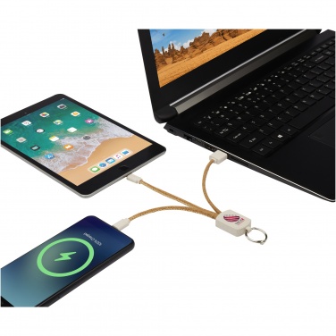 Logotrade business gifts photo of: Bates wheat straw and cork 3-in-1 charging cable