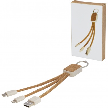 Logotrade promotional merchandise image of: Bates wheat straw and cork 3-in-1 charging cable