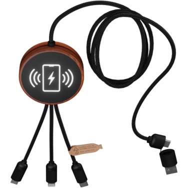 Logo trade business gifts image of: SCX.design C40 5-in-1 rPET light-up logo charging cable and 10W charging pad