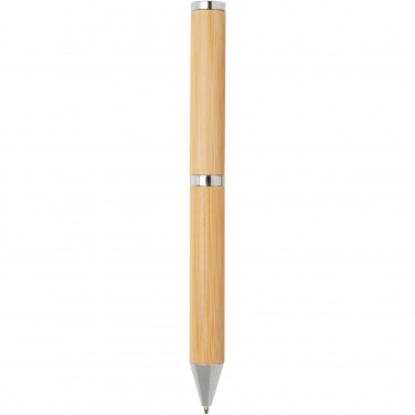 Logo trade promotional merchandise photo of: Apolys bamboo ballpoint and rollerball pen gift set 