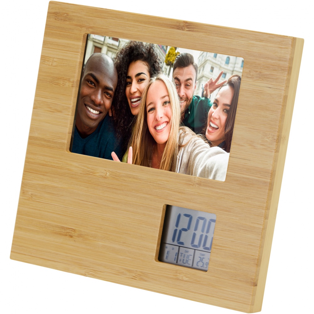 Logotrade business gift image of: Sasa bamboo photo frame with thermometer